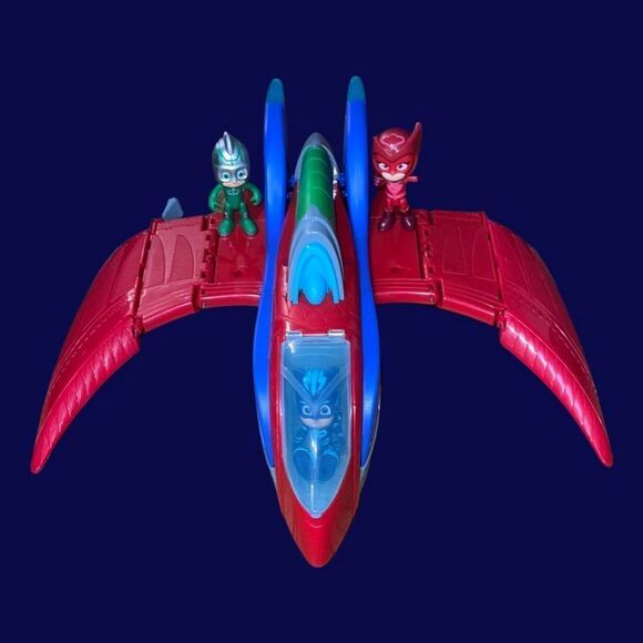 Lot #6 PJ Mask Jet Airplane Lights & Sounds & 3 Figures - Picture 1 of 4
